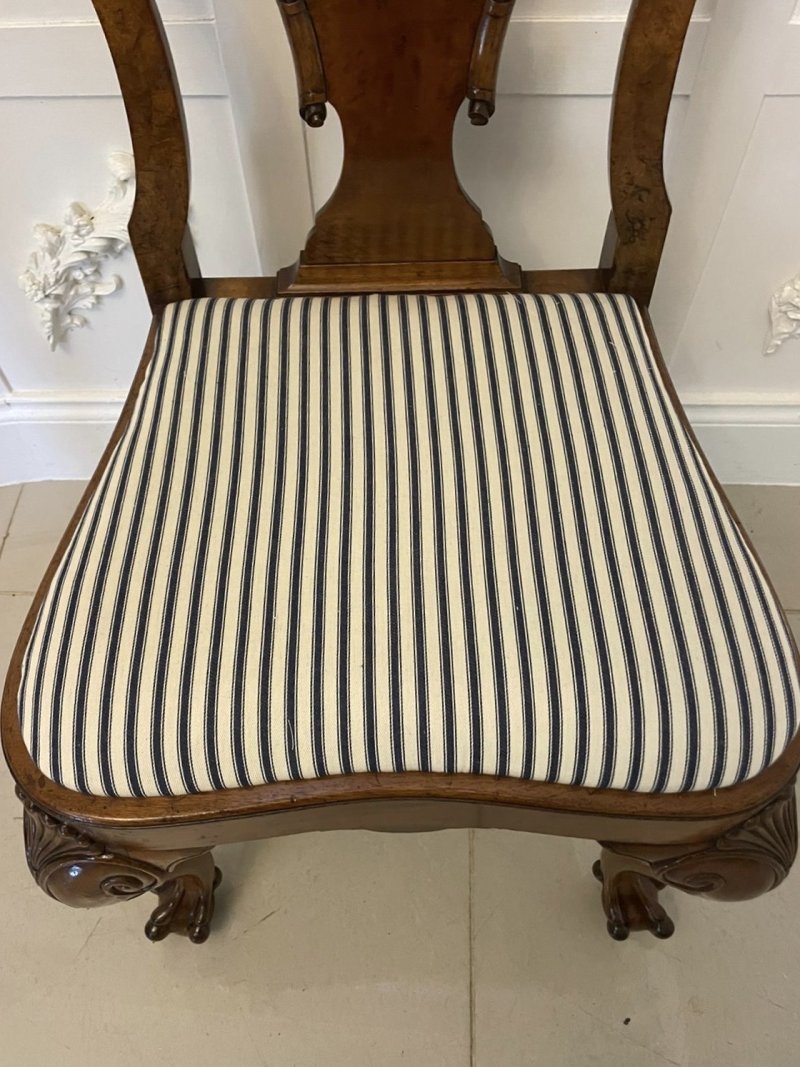 Outstanding Quality Set of 12 Antique Victorian Burr Walnut Dining Chairs - Image 14